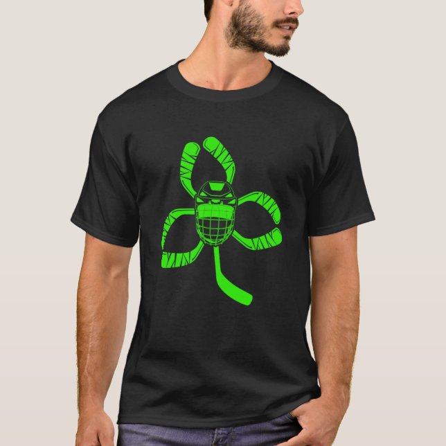 Funny St patrick's day Hockey Shamrock Boy Kid You T Shirt (Framsida)