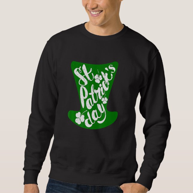 Funny St patricks day Irish Drinking Lucky Shamroc Lång Ärmad Tröja (Framsida)