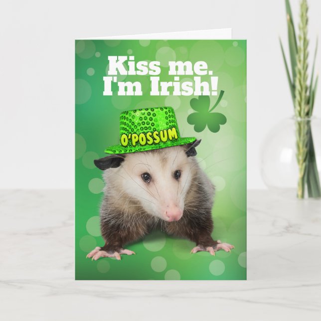 Funny St. Patrick's Day Irish O'Possum Kort (Framsida)