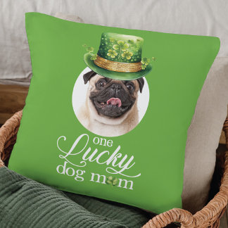 Funny St patrick's day Lucky Hund Mamma Anpassning Kudde
