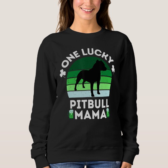 Funny St Patrick's Day One Lucky Pitbull Mama Pitb T Shirt (Framsida)