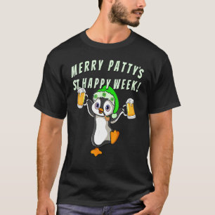 Funny St patricks day Party Penguin Drinking T Shirt