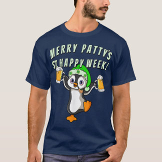 Funny St patricks day Party Penguin Drinking T Shirt