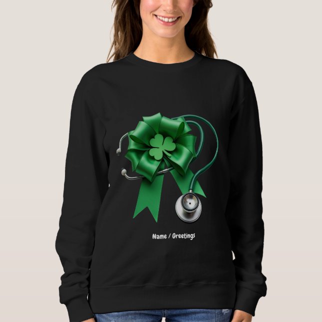 Funny St patrick's day Shamrock & Coquette Nurse T Shirt (Framsida)