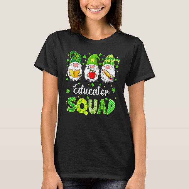 Funny St Patricks Day Shamrock Educator Squad Iris T Shirt (Framsida)