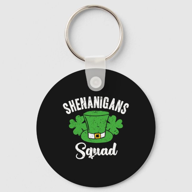 Funny St patricks day Shenanigans Squad Irish Sham Nyckelring (Framsida)