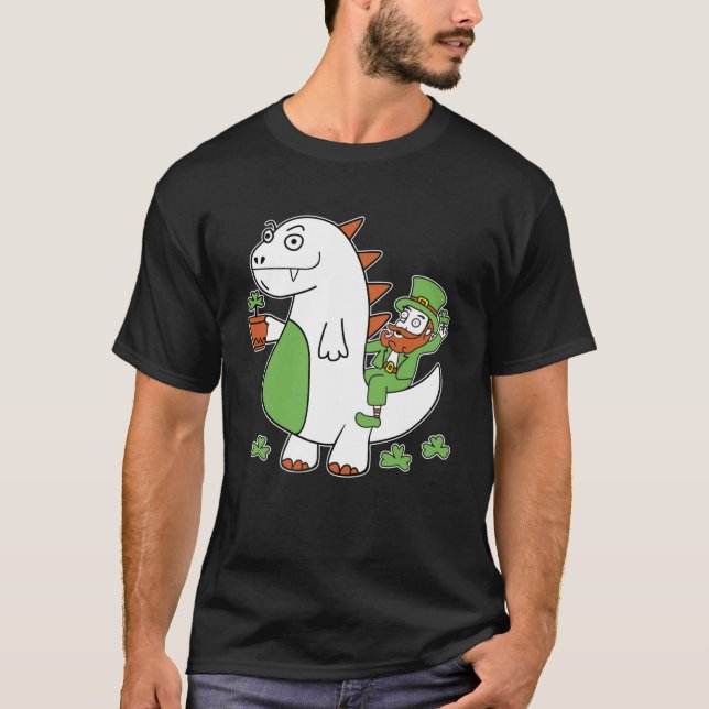 Funny St patrick's day Shirt Leprechaun Dragon Clo T (Framsida)