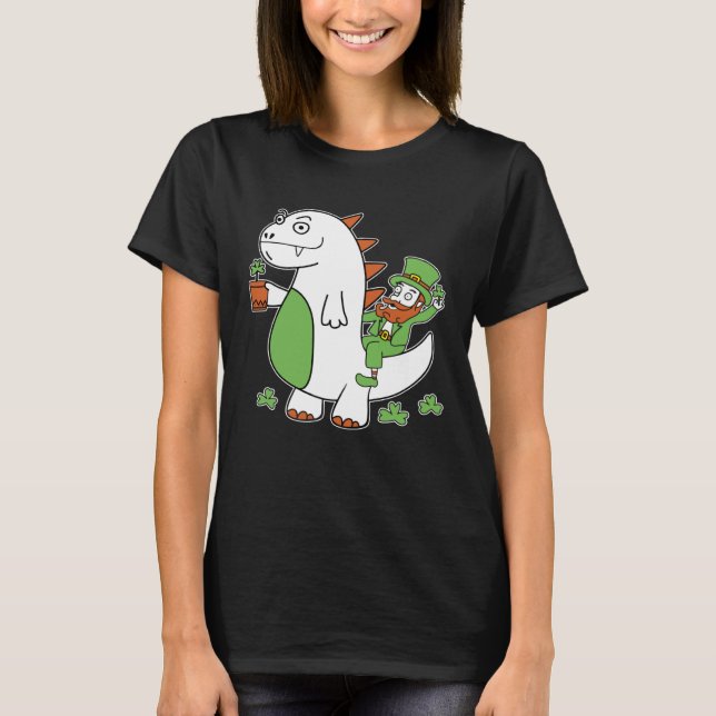 Funny St Patrick's Day Shirt Leprechaun Dragon Clo T Shirt (Framsida)