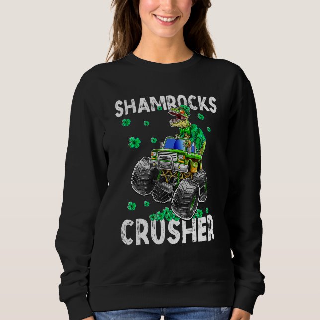 Funny St patricks day T Rex Dinosaur Monster Truc Shirt (Framsida)