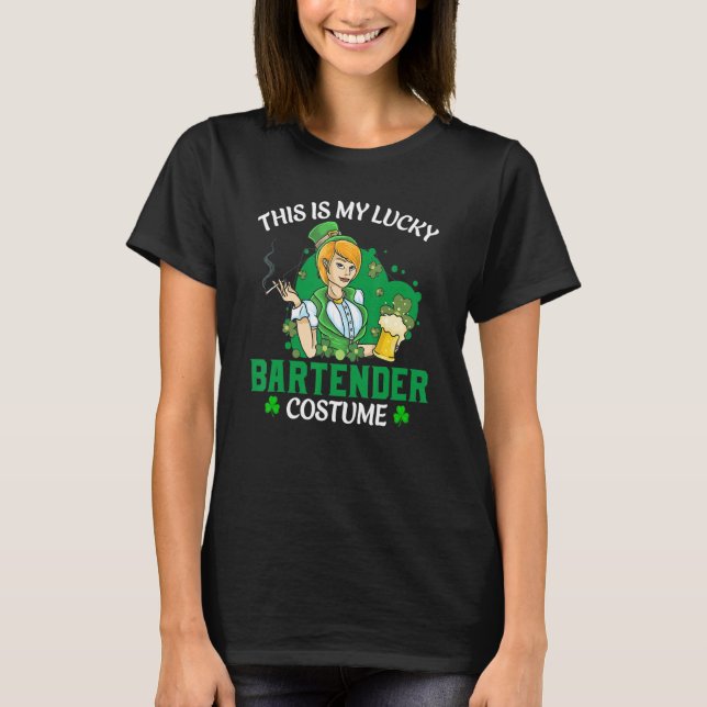 Funny St. Patrick's Day This Is My Lucky Bartender T Shirt (Framsida)