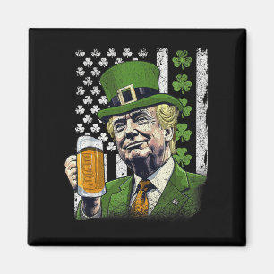 Funny St patricks day Trump American Flagga Shamro Magnet