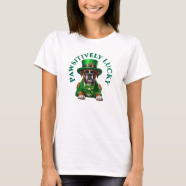 Funny St Patrick's Hund Pawsitively Lucky T Shirt