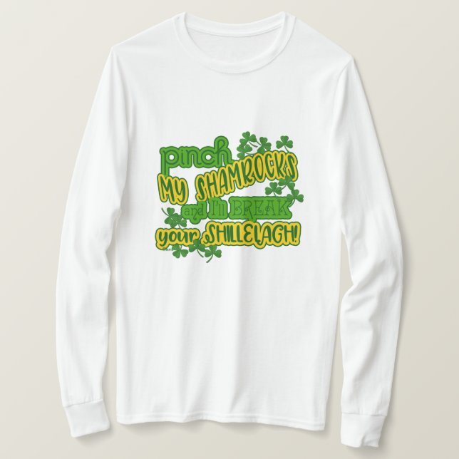 Funny St. Patrick's Women Shamrocks Shillelagh T Shirt (Design framsida)