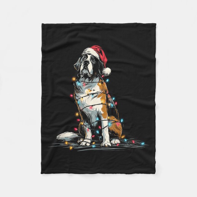 Funny St. Saint Bernard Christmas Graphics Dog Lig Fleecefilt (Framsidan)