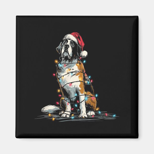 Funny St. Saint Bernard Christmas Graphics Dog Lig Magnet (Framsidan)