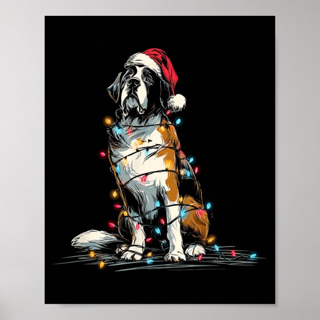 Funny St. Saint Bernard Christmas Graphics Dog Lig Poster (Framsidan)