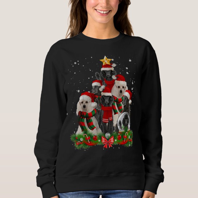 Funny Standard Pudel Hund Julgran T Shirt (Framsida)