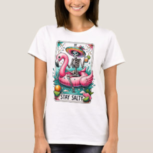 Funny Stanna Salty Flamingo Flyt Skeleton Tarot T Shirt