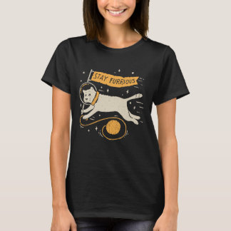 Funny Stay Furrious Cat Astronaut Space Pet Wool  T Shirt