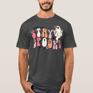Funny Stay Spooky Vibes Retro Floral Ghost Hippie T Shirt
