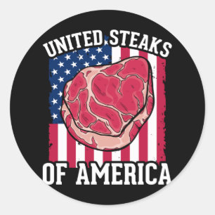 Funny Steaks Älskare American Kött Butcher Humor Runt Klistermärke