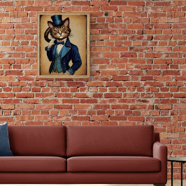 Funny Steampunk Cat Blue Jacka Poster