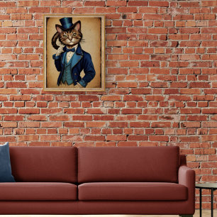 Funny Steampunk Cat Blue Jacka Poster