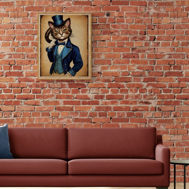 Funny Steampunk Cat Blue Jacka Poster (Skapare uppladdad)