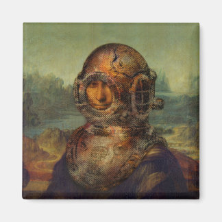Funny Steampunk Divers Helmet Mona Lisa da Vinci Magnet