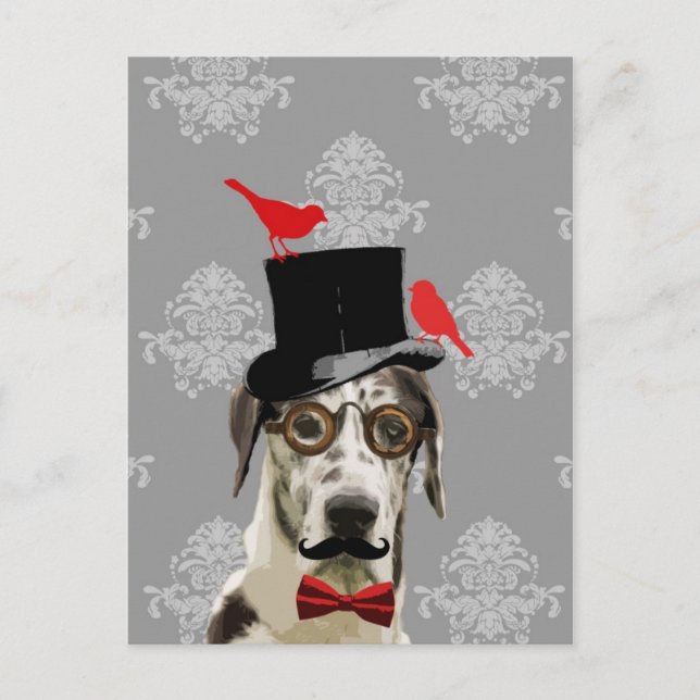 Funny steampunk hund vykort (Framsida)