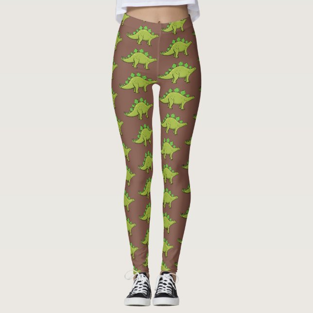 Funny stegosaurus dinosaur-tecknad leggings (Framsida)