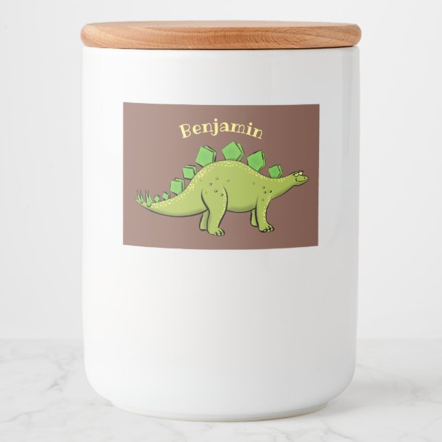 Funny stegosaurus dinosaur-tecknad mat etiketter (Framsida)