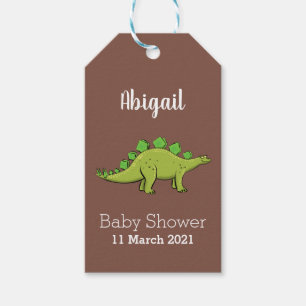 Funny stegosaurus dinosaur-tecknad presentetikett