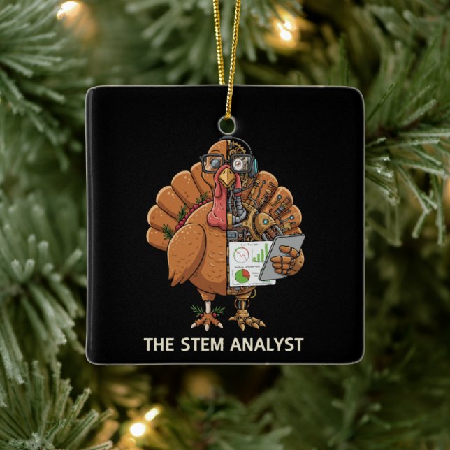  Funny STEM Analyst Robot Turkey Thanksgiving Gift Julgransprydnad Keramik (Träd)