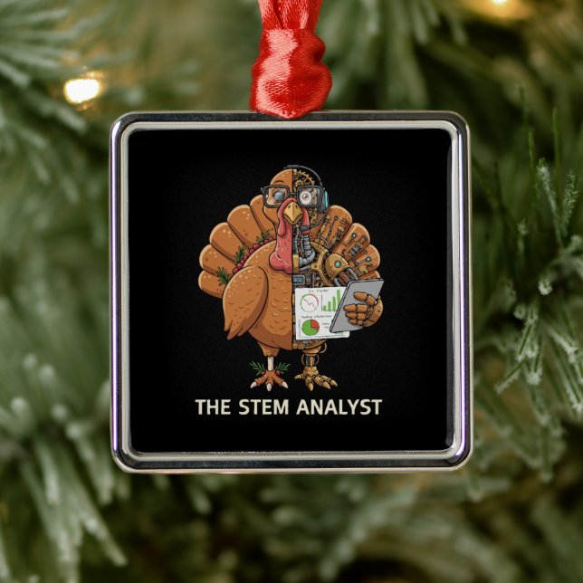  Funny STEM Analyst Robot Turkey Thanksgiving Gift Julgransprydnad Metall (Träd)