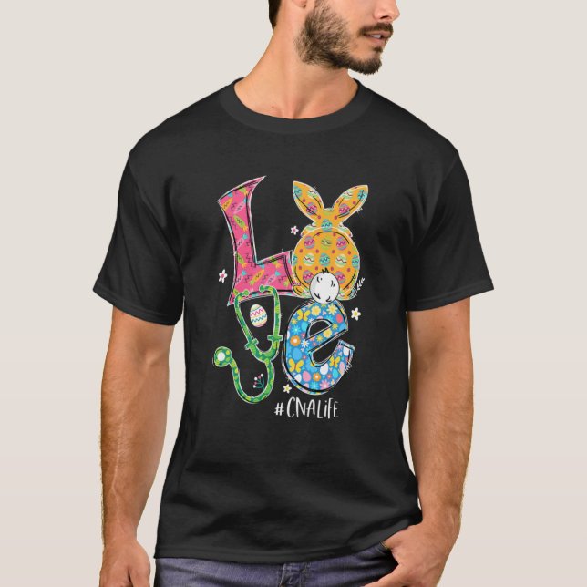 Funny Stethoscope Kärlek CNA Life Nurse Bunny Påsk T Shirt (Framsida)