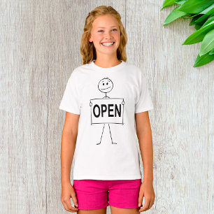 Funny Stick figur Holding Open Sign T Shirt