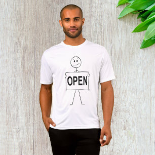 Funny Stick figur Holding Open Sign T Shirt