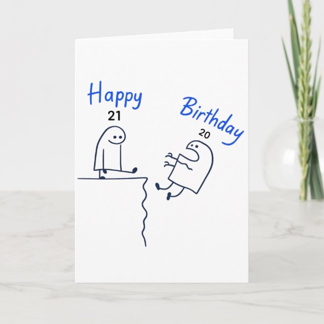 Funny Stick Figure Meme Birthday |Customizable Age Kort (Framsida)