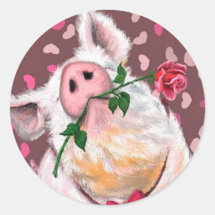 Funny Sticker med gentleman Gris - Kärlek Runt Klistermärke