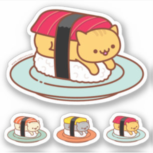 Funny Stickers - SUSHI CATS - MAGURO Klistermärken
