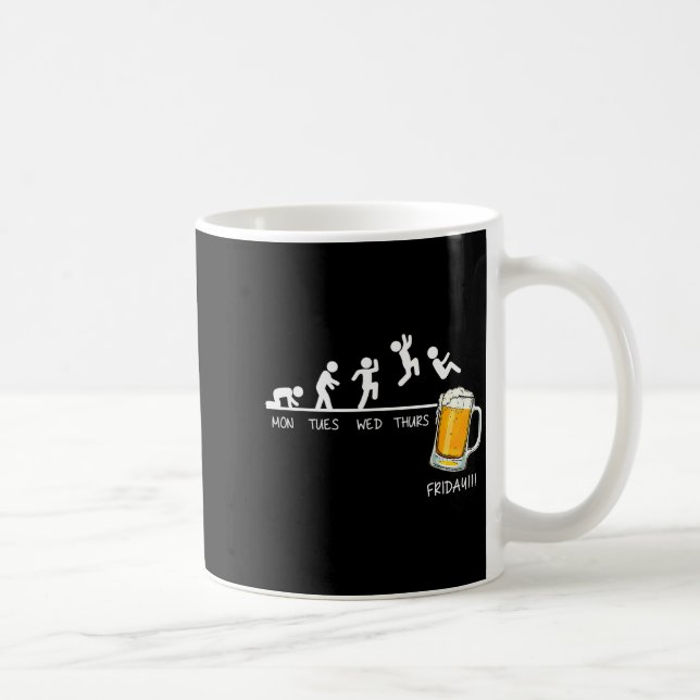 Funny Stickman Jumping Beer Days Of Week Friday Dr Kaffemugg (Höger)