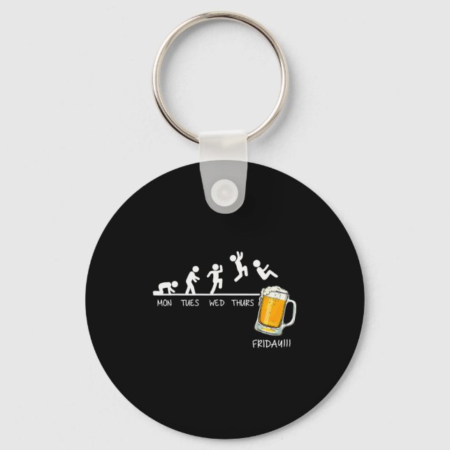 Funny Stickman Jumping Beer Days Of Week Friday Dr Nyckelring (Framsida)