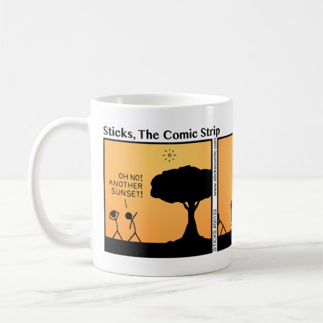 Funny Stickman Sunset Mugg (Vänster)