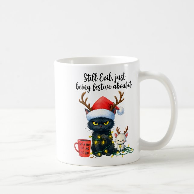 Funny Still Evil Just Being Festive About It Cat C Kaffemugg (Höger)