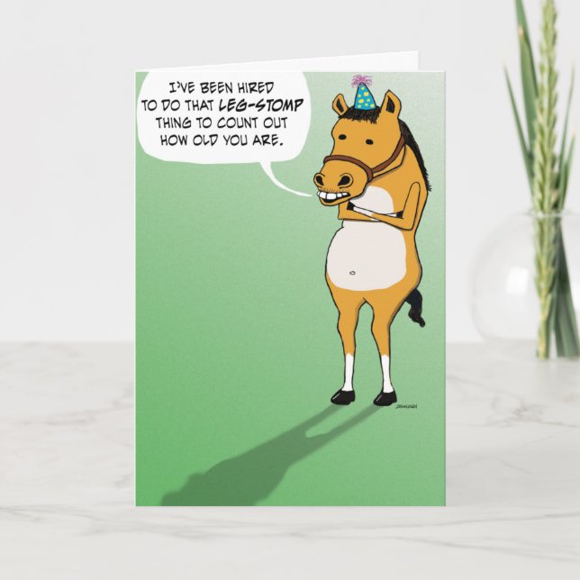 Funny Stomping Horse Birthday Card Kort (Framsida)
