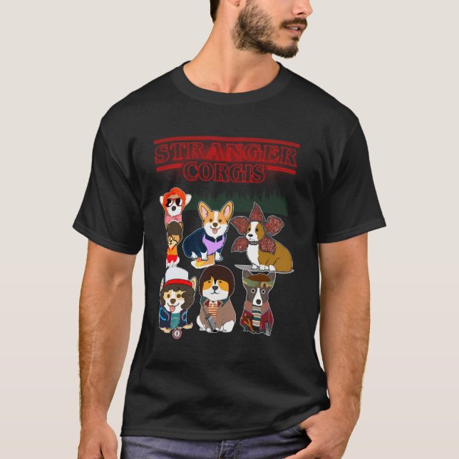 Funny Stranger Corgis Sak T Shirt (Framsida)