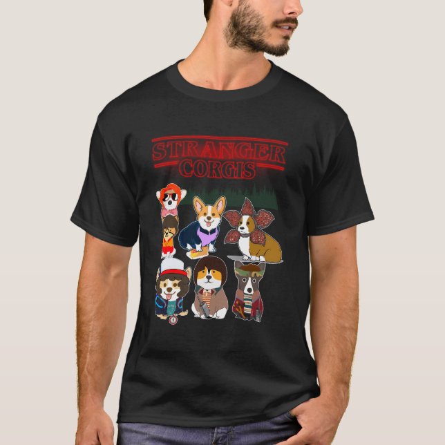 Funny Stranger Corgis Sak T Shirt (Framsida)