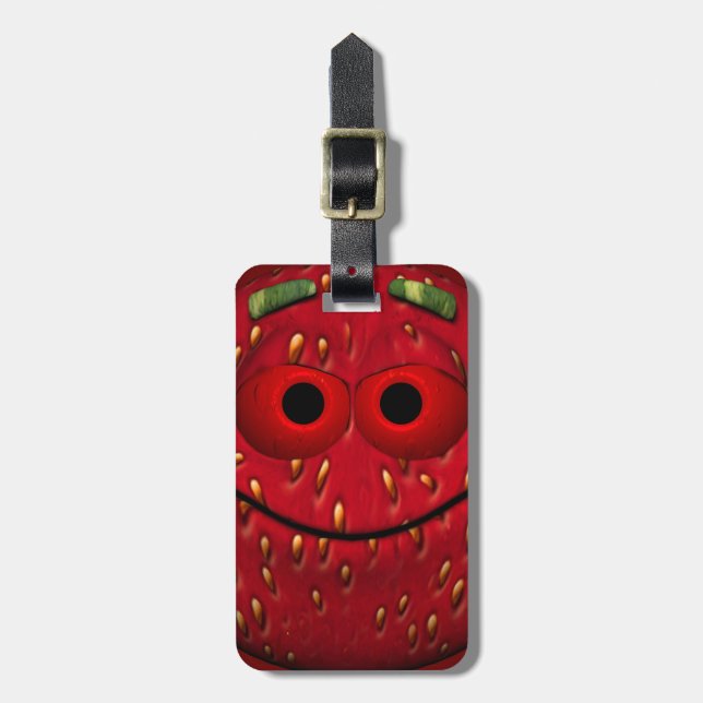 Funny Strawberry Bagagebricka (Vertikal Framsida)