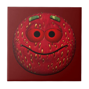 Funny Strawberry Emoticon Kakelplatta